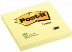 Bloczek Post-It 76x76 mm żółty 100 kartek samoprzylepny